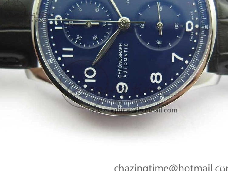 MIROTIME 0307 SunProtective Portugieser Chronograph Edition 150 Years IW371601 ZF 1:1 Best Edition Blue Dial on Black Leather Strap A7750 (Slim Movement) 7137
